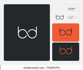 Letters B D, B&D joint logo icon with business card vector template.