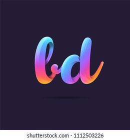 Letters B D, B & D logo, multi colour letters icon vector template.

