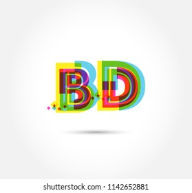 Letters B D logo, multi colour letters icon vector template.
