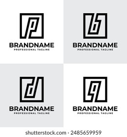 Letras B D P Q Conjunto de logotipo dinámico cuadrado, adecuado para cualquier negocio