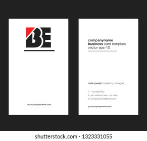 Letters B E Joint logo icon with business card vector template.
