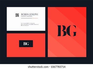Letters B G, B & G joint logo icon with business card vector template.
