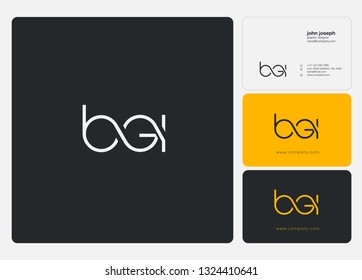Letters B G I logo icon with business card vector template.
