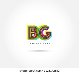 Letters B G logo, multi colour letters icon vector template.