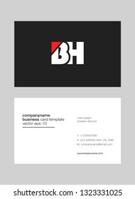 Letters B H Joint logo icon with business card vector template.
