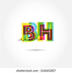 Letters B H logo, multi colour letters icon vector template.
