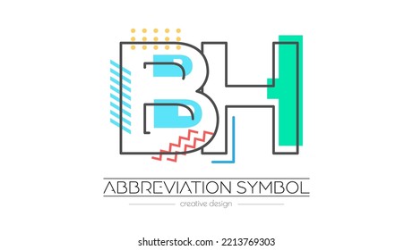 Letters B and H. Merging of two letters. Initials logo or abbreviation symbol. Vector illustration for creative design and creative ideas. Flat style.