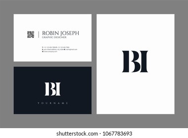 Letters B I, B & I joint logo icon with business card vector template.
