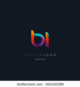 Letters B I, B & I logo, multi colour letters icon vector template.

