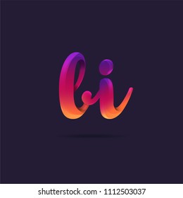 Letters B I, B & I logo, multi colour letters icon vector template.
