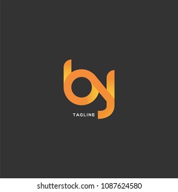 Letters B J logo, emblem or icon with business card vector template.