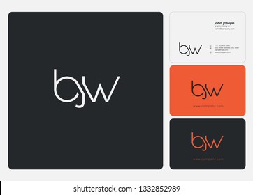 Letters B J W joint logo icon with business card vector template.