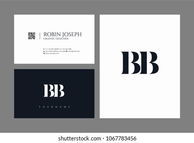 Letters B B, B & B joint logo icon with business card vector template.
