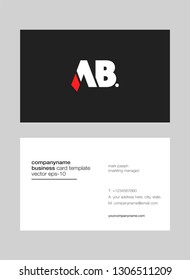 Letters A B Joint logo icon in black and white colour with business card vector template.
