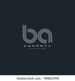 Letters B & A joint logo icon. Stroke letter vector element.