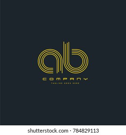 Letters A & B joint logo icon. Stroke letter vector element.

