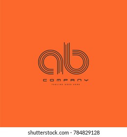 Letters A & B joint logo icon. Stroke letter vector element.
