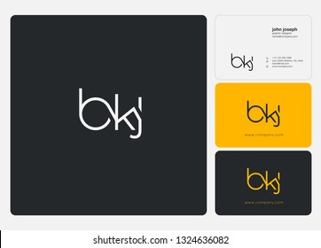 Letters B K J logo icon with business card vector template.