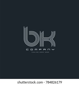 Letters B & K joint logo icon. Stroke letter vector element.