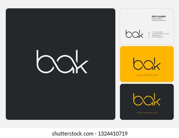 Letters B A K logo icon with business card vector template.