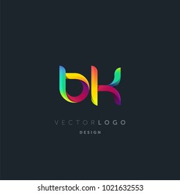 Letters B K, B & K logo, multi colour letters icon vector template.

