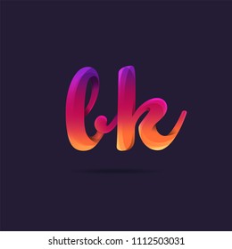 Letters B K, B & K logo, multi colour letters icon vector template.
