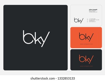 Letters B K Y joint logo icon with business card vector template.