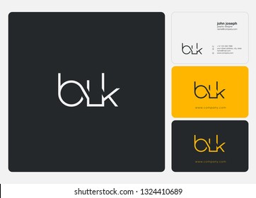 Letters B L K logo icon with business card vector template.