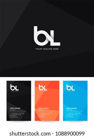 Letters B & L logo, emblem or icon with business card vector template.
