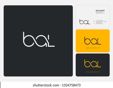 Letters B A L logo icon with business card vector template.