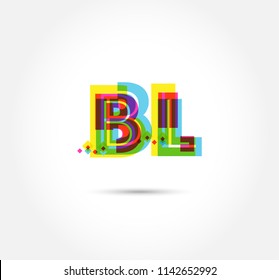Letters B L logo, multi colour letters icon vector template.
