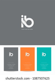 Letters I B logo, emblem or icon with business card vector template.