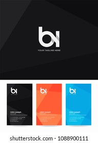 Letters B & I logo, emblem or icon with business card vector template.

