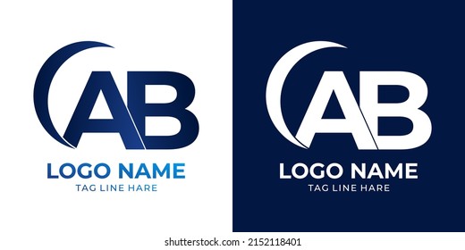 Letters A B, A  B logo icon along with business card vector template.