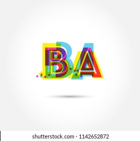 Letters B A logo, multi colour letters icon vector template.
