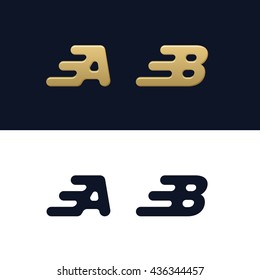 Letters A B logo template. Fast speed round stripes design element vector illustration. Corporate branding identity