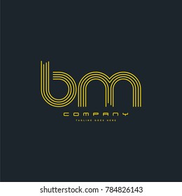 Letters B & M joint logo icon. Stroke letter vector element.