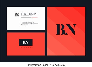Letters B N, B & N joint logo icon with business card vector template.

