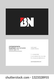 letters B N Joint logo icon with business card vector template.