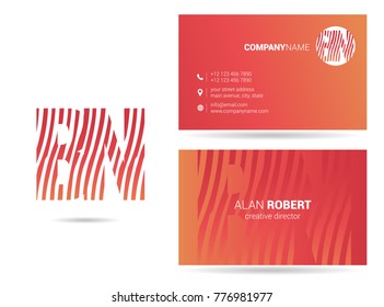 Letters B N Logo icon with Business Card Template Vector.