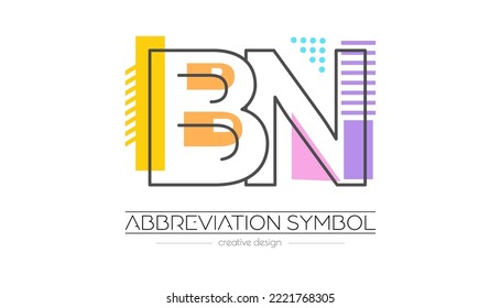 Cartas B y N. Fusión de dos letras. Símbolo inicial de logotipo o abreviatura. Ilustración vectorial para diseño creativo e ideas creativas. Estilo plano.