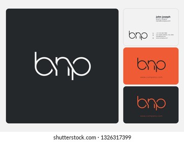 Letters B N P joint logo icon with business card vector template.