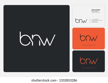 Letters B N W joint logo icon with business card vector template.