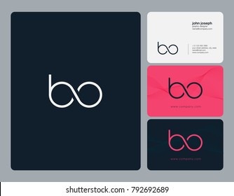 Letters B O, B&O joint logo icon with business card vector template.