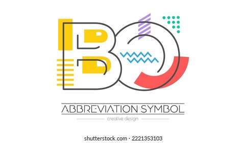 Letters B and O. Merging of two letters. Initials logo or abbreviation symbol. Vector illustration for creative design and creative ideas. Flat style.