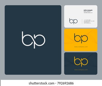 Letters B P, B&P joint logo icon with business card vector template.