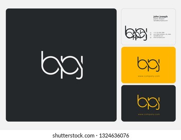 Letters B P J logo icon with business card vector template.
