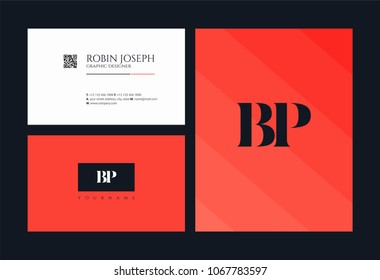 Letters B P, B & P joint logo icon with business card vector template.
