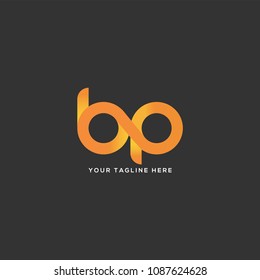 Letters B P logo, emblem or icon with business card vector template.