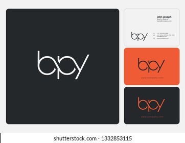 Letters B P Y joint logo icon with business card vector template.